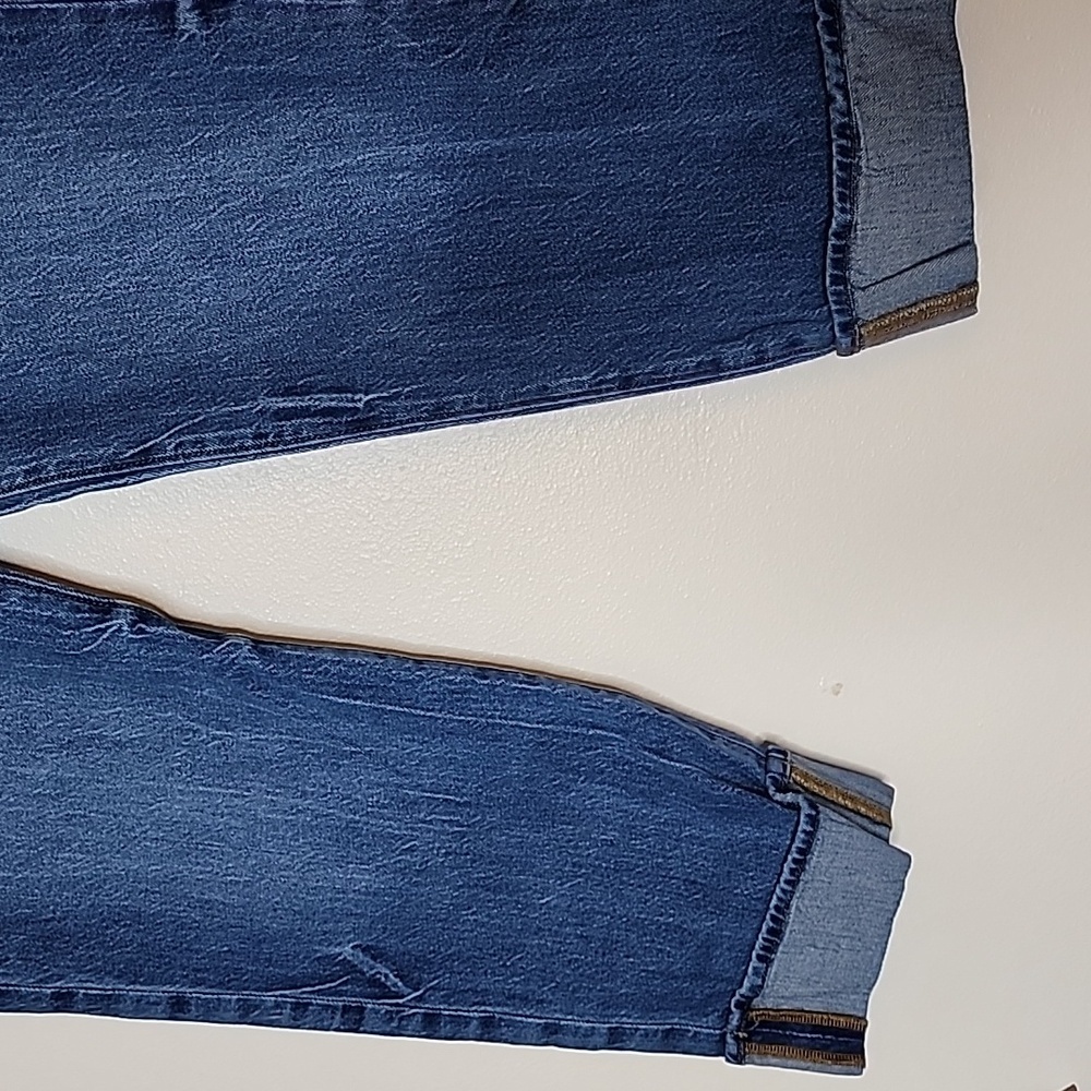 LOFT The Straight Cuffed Medium Blue Women's Jeans High Waist Summer Preppy - Picture 3 of 16